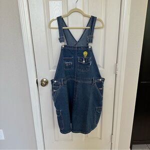 Vintage Looney Toones Tweety Bird Shortail Overalls Size 22/24 Y2K 2000s Denim